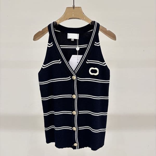 Designer Women Vintage Knit Vests V Neck Sleeveless Wool Tanks Autumn Winter Streetwear Y2K Style Knitted Waistcoat