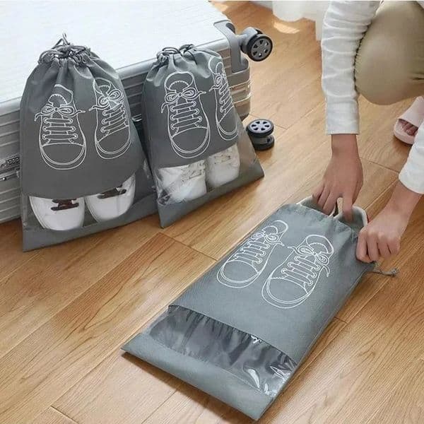 100pcs Shoes Storage Organizer Bags Non-woven Travel Portable Closet Bag Waterproof Pocket Clothing Tranparent Hanging Bag