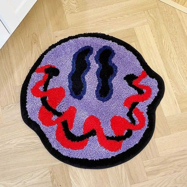 Tufted Trippy Smiling Face Rug Handmade Carpet Custom Rug for Home Decoration or Gift 100 Tufted Rug T260512