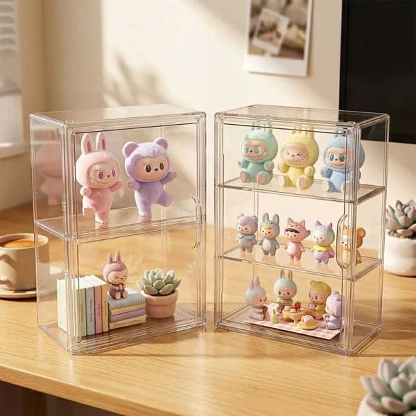 Transparent Storage Box with Partition Dustproof and Moisture-resistant Acrylic Display Case Organizer Box for Figure Display T260512