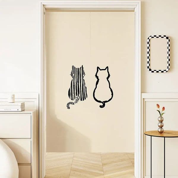 Sheer Curtains VIKAMA CatMotif Door Curtain Bedroom Kitchen Room Divider Bathroom Entrance HalfCurtain Home Decor 260512