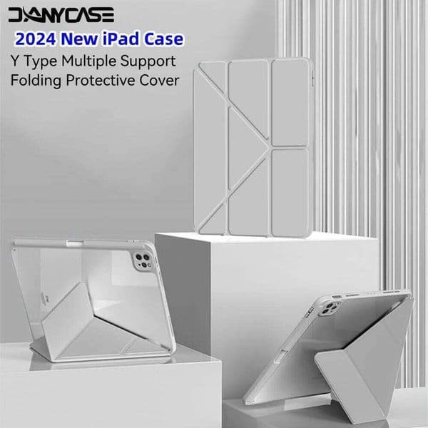 Acrylic Clear Case 2024 M2 11/13 M4 for 4 Air 5 Pro 11/12.9 iPad 5/6/7/8/9/10th Y-fold Stand S260512