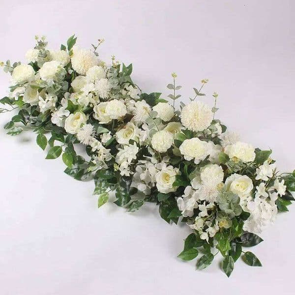 100cm Luxury White Rose Artificial Flower Row Wedding Table Centerpiece Flowers Backdrop Wall Arches Decor Party Stage Floral W260513