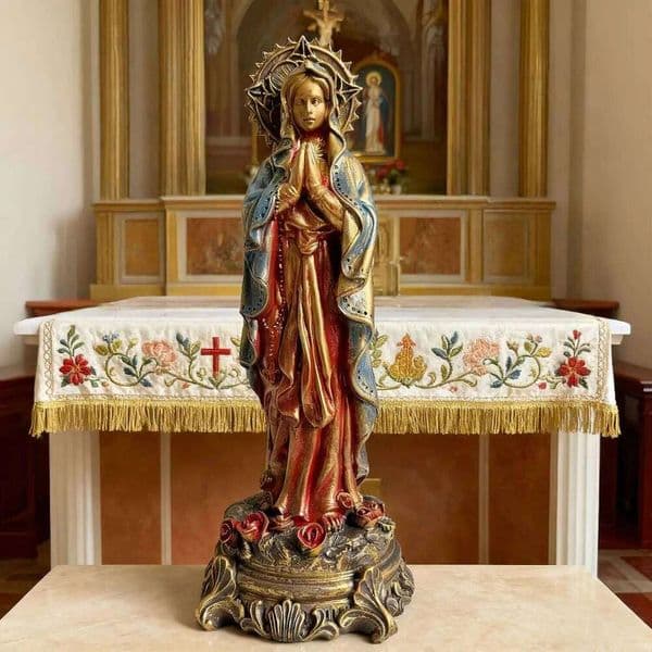 Virgin Mary Blessing Statue, Hand-Painted Resin Figurine, Prayer Altar Decor, Holy Religious Art, Christian Gift for Home Church 26Y0513