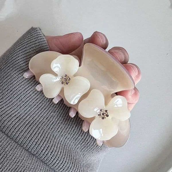 DS French Sweet Rhinestone Flower Hair Claw Eco-friendly Acetate Claw Clips Flower Crab Hair Clips for Women Hair Accessories H260513