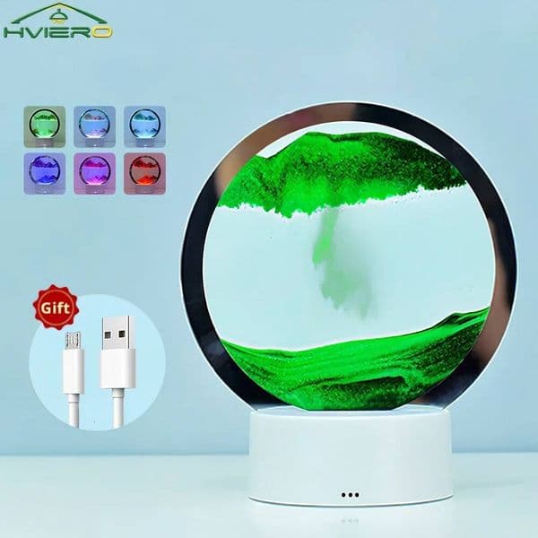 3D Moving Art Picture Round Glass Deep Sea Sandscape Hourglass Quicksand Craft Flowing Sand Painting Office Home Decor Gift ddmynov