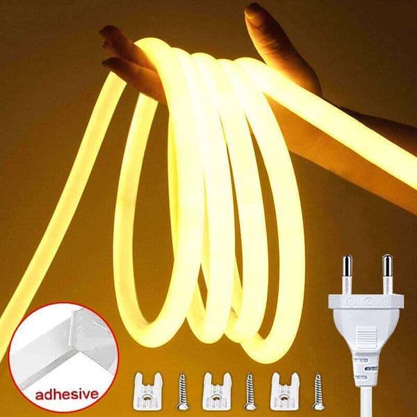 High Brightness 220V Waterproof COB Led Strip Lights EU Plug Flexible Ribbon Tape for Bedroom Kitchen Lighting S260512