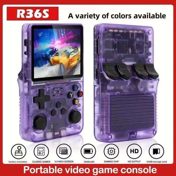 WUDS R36S Portable Handheld Game Controller with 3.5" HD Screen, Rechargeable Battery - Perfect Christmas Gift for Gamers J260513