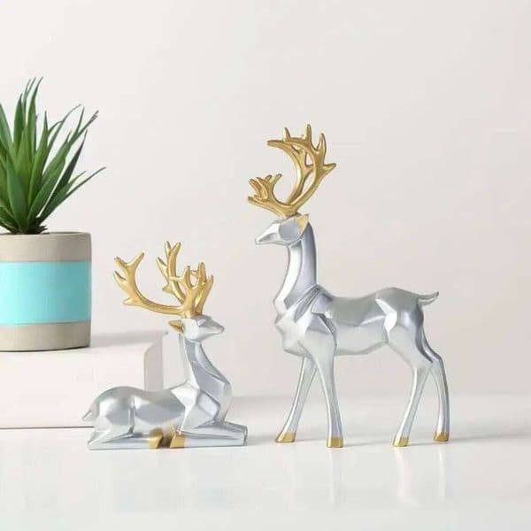 2Pcs Creative Desktop Ornament Sitting/Standing Position Cute Christmas Deer Statue Modern Durable Elk Home Decor 26Y0513