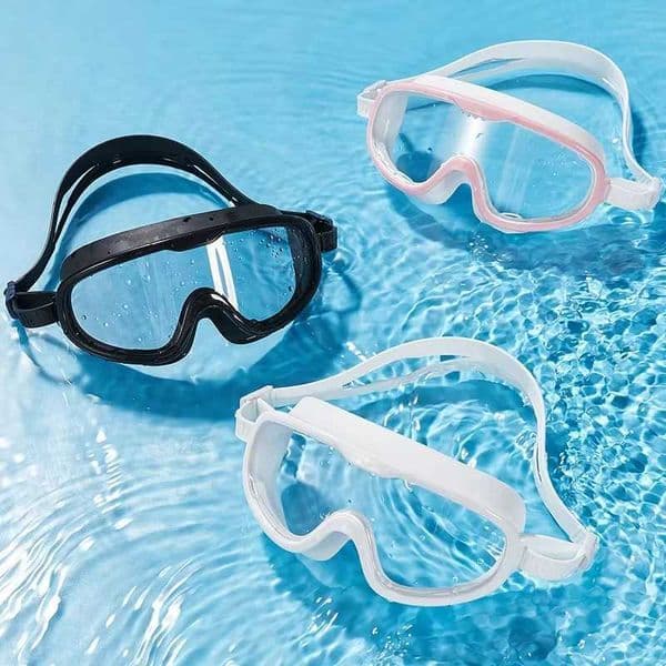 1Pcs Adult large frame swimming goggles waterproof anti fog anti UV high-definition transparent flat lens with built-in earplugs H260513
