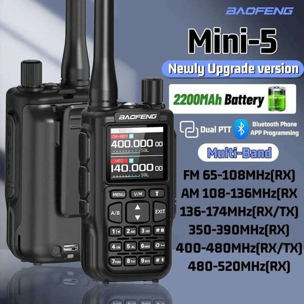 1/2PCS BAOFENG 5 Walkie Talkie Upgrade UV-5R Mini Multi Band AM/FM Wireless Copy Frequency Long Range Dual PTT Ham Radio 26Y0513