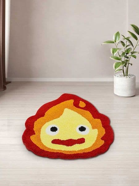 Japanese Anime Cartoon Fire Tufted Rug for Kids Bedroom Living Room Cute Fluffy Bath Mat Anime Blaze Handmade Rugs Home Decor T260512