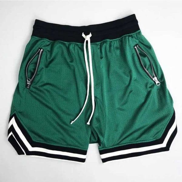 Mens zippered pocket drawstring shorts sportswear breathable quick drying comfortable loose fitting color matching shorts L260512