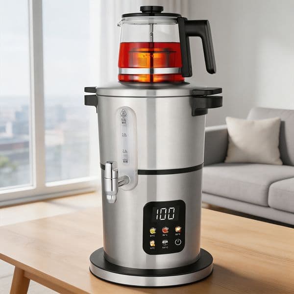 YUEKON Cordless Uk Strix Controller Turkish Samovar Kettle Electric Tea Maker Machine with Borosilicate Glass Teapot