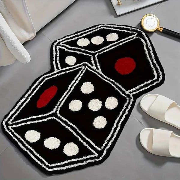 VIKAMA Dice Pattern Bedroom Plush Rug Living Room Rug Machine Washable Bathroom Absorbent Mat Soft Floor Pad Home Decor T260512