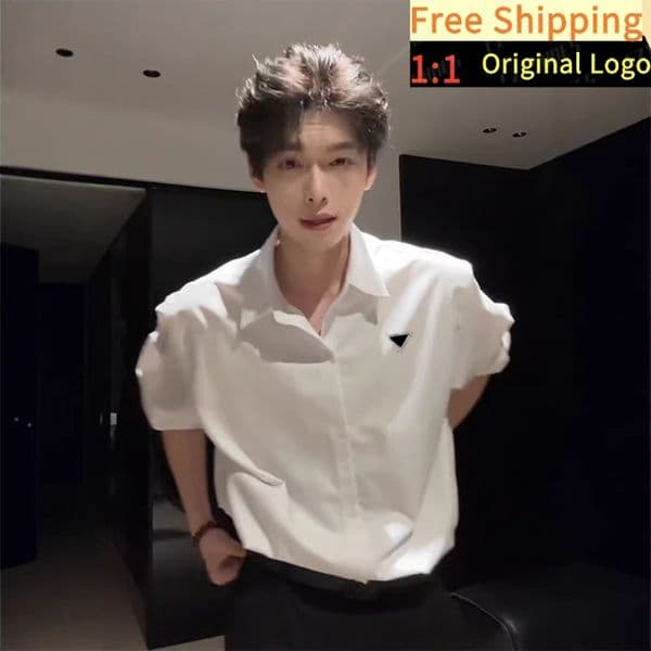 Designer T-shirt shirt for men, long-sleeved, high-end, formal suit undergarment, spring edgy shirt jacket yeclo02