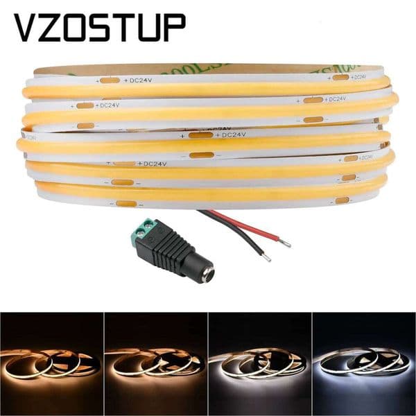 COB LED Strip Lights 320 480 LEDs Flexible 5mm 8mm FOB Tape Light Ribbon RA90 Warm Nature Cold White Dimmable Lighting DC12V 24V S260512