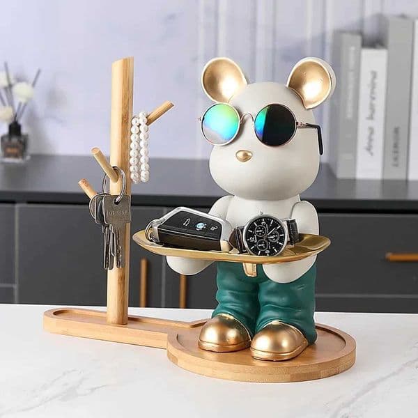 Bear Tray Bear Sculpture Piggy Bank Violent Bear Statue Resin Ornament Desktop Accessories Kids Gift Living Room Home Decor T260512