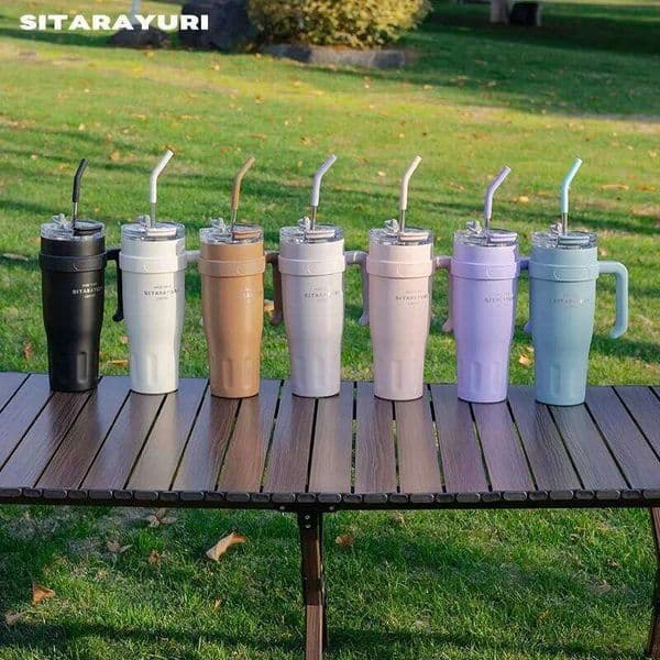 Ice Large Capacity Car Insulated Handle Straw Stainless Steel Office Outdoor Travel Coffee Cup J260513