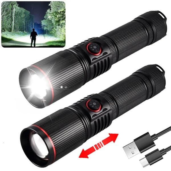 Aluminum Alloy White Laser Powerful LEP Flashlight 18650 or 21700 Battery Zoom Torch Light Lamp with Tail Rope Power Indicator 260512
