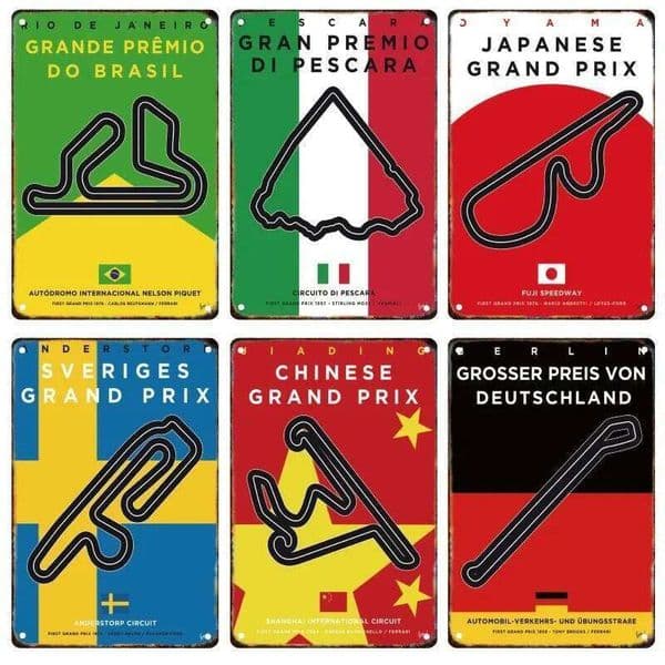 F1 Racing Track Metal Competition Sign Poster Tin Painting Bar Man Cave Club Modern Wall Art Decor Panel Mural Aesthet 26L0513