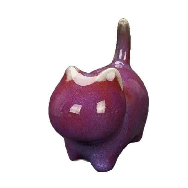 1/4pcs Ceramic Ornament Craft Desktop Decoration Jun Porcelain Cat Tea Pet Chinese Style Animal Figurines New Year 26Y0513