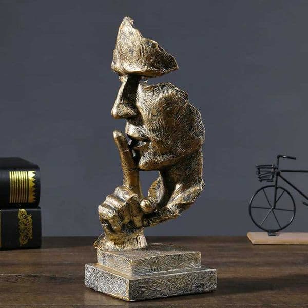 Nordic Silence Is Golden Resin Craft Sculpture Creative Decorative Piece for Home Bedroom Living Room and Office T260512