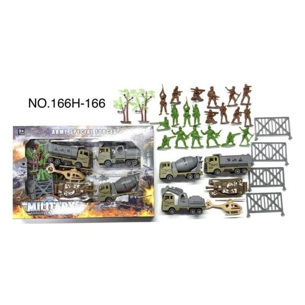 Military Pull Back Engineering Vehicle Set