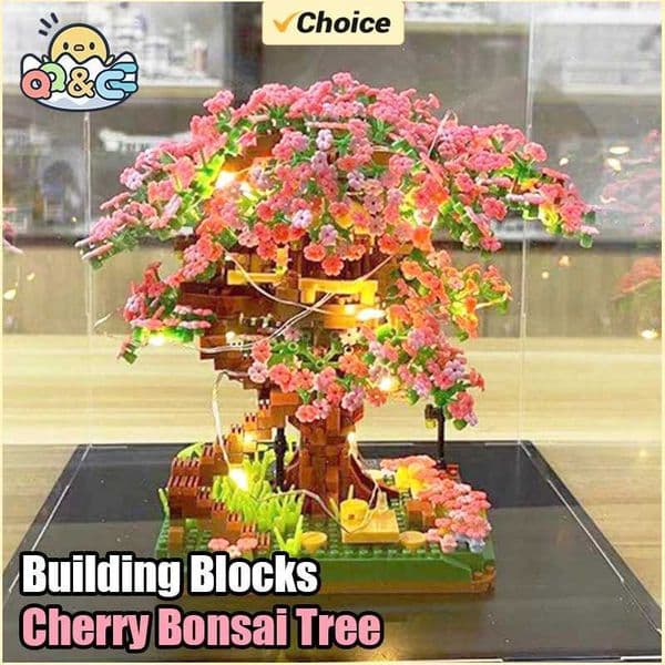 Cherry Bonsai Tree Building Blocks Set DIY Sakura Blossom Plants Bricks with Light Treehouse Model Romantic Gift for Girlfriend L260513ODY3