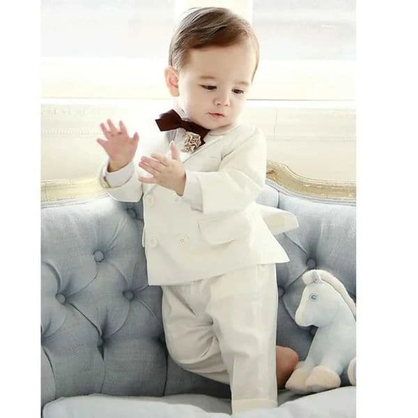 Designer 2026 Baby 2-Piece Baby White Jacket Pants Childrens baby Immersion Wedding Boy Elegant Dress Party Costume W240823 Free Shipping Free Shipping