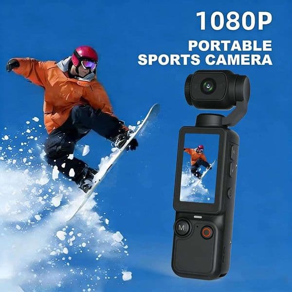 1080P Pocket Action 32GB Memory Card,180 Manually Rotating Lens Portable Body Handheld Camera For Travel and Vlogging 26L0513
