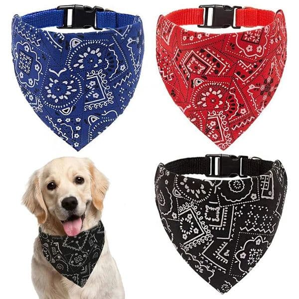 Dog Collar Designer Bandanas dog leash Near Me - Adjustable Dog Collars With Bandana, Lightweight Cotton Scarf Collar For Small, Medium