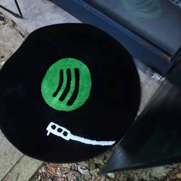 Retro Black CD Shaped Living Room Decoration Carpet Round Plush Rugs for Bedroom Home Decor Fluffy Soft Floor Mat Lounge Rug T260512