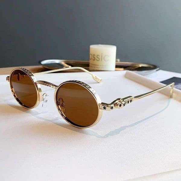 European And American Fashion New Vintage Small-Frame Round Sunglasses Punk Hip-Hop Internet Celebrity Street Style Trendy Glasses Liuyuemoshang