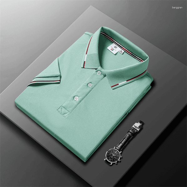 Men's Polos Business Casual Polo Short Sleeve T-shirt Summer Comfortable And Breathable Solid Cotton Top