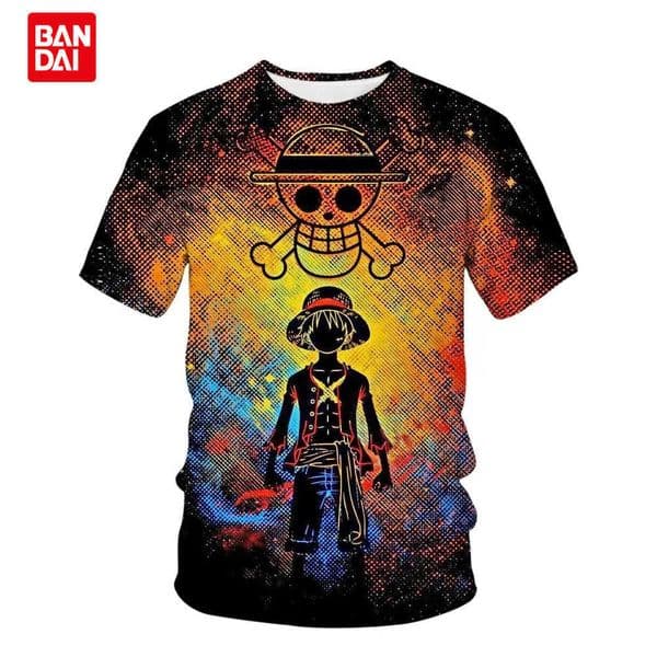 2026 New Cool Boy Summer One Piece T-shirt Children One Piece Print Fashion Luffy Short Sleeve Tshirt Kids Adults Cosplay Tops L2605135GPF