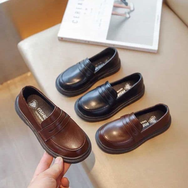 European and American Style Children Loafers for Boys and Girls Spring New Retro Solid Color Kids Leather Shoes Breathable 2024L260513Z8OH8M58