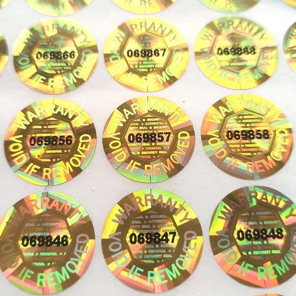 100pcs 15mm Gold Color Hologram Label Sticker Serial Numbers Security Seal Octagon Inside GENUINE ORIGINAL Protection 260506