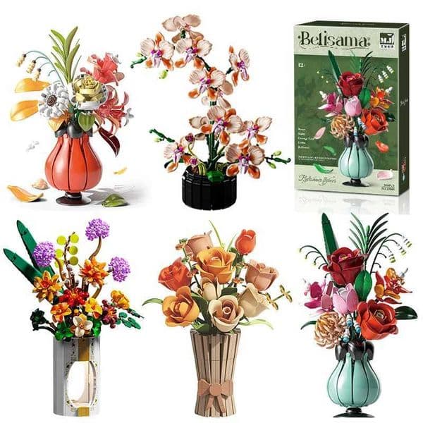 Creative Rose Orchid Eternal Flower Pot Planting Building Blocks Sunflower Lotus Romantic Flowers Bricks Toys Valentine Day Gift L260513B7W2