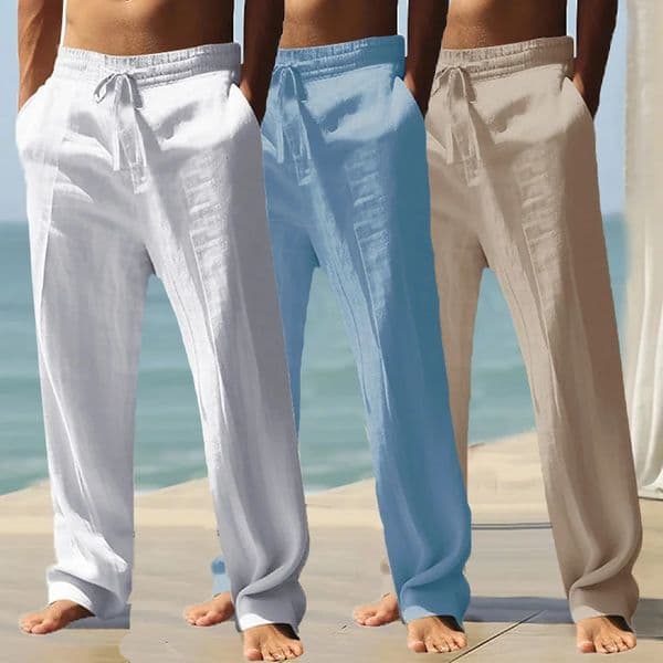 Mens Casual Breathable Pants Summer Solid Color Elastic Waist Trousers Loose Fitness Lightweight Wide Leg Streetwear 260513