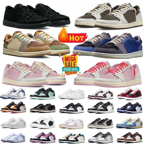Designer Shoes 1s low Basketball Shoes Reverse Olive Mocha Velvet Brown Black Wolf Grey Light Smoke Grey Men Women Sneakers Outdoor sports 36-46