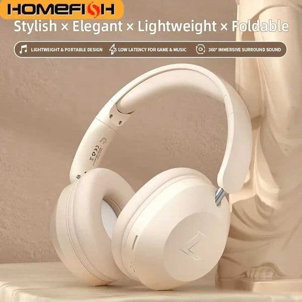 HOMEFISH SY-T4 Wireless Over-Ear Headphones BT53 40mm Hi-Fi Driver 8H Playtime Foldable Low Latency for Gaming Travel S260509