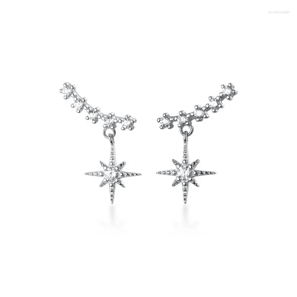 Stud Earrings 925 Silver Plated Hypoallergenic Six Pointed Star Zircon For Women Fashion Simple INS Style Jewelry Gifts