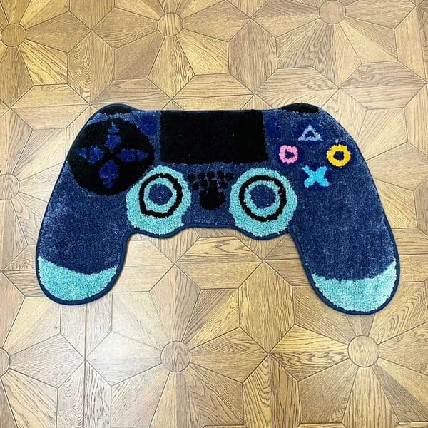Gamer Controller Shaped Tufted Rug Plush Comfort Non-Slip Game Room Decor Durable Easy Care Vibrant Colors Kids Teens Bedroom T2605125KRQ