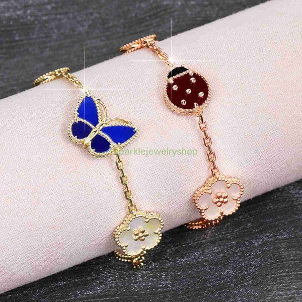 Cleef Bracelet Colorful Butterfly Five-Petal Flower Hand Accessory Seven-Spotted Ladybug Insect Adjustable Bracelet