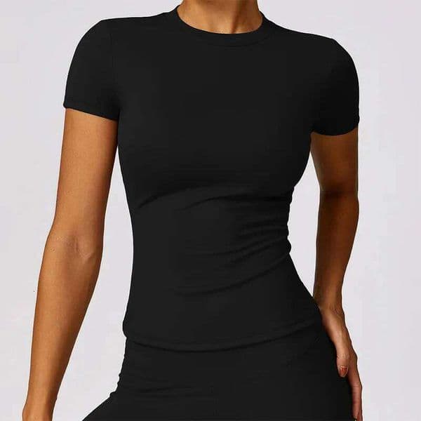 Women's Seamless Workout Short Sleeve Yoga Tops Sports Running Fitness T-shirt Summer Gym Athletic Top Slim Fit Shirts 26W0513