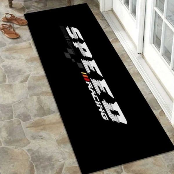 SPEED Racing Motorcycle Mat Anti-Slip Garage Floor Mat for Motorbike Parking Oil Absorbent Cool Black Style Multi-Size Decor T260512