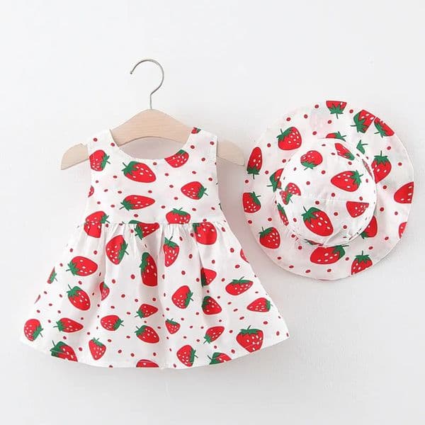 Designer 2026 Summer Toddler Baby Girl Set Baby Beach Dresses Bow Floral Sleeveless Cotton Newborn Princess Dress + Sunhat Clothes baby 000