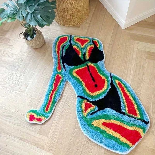 Irregular Body Shape Flocked Floor Mat Durable Non-slip Waterproof And Anti-fouling Mat Suitable For Living Room Bedroom T260512