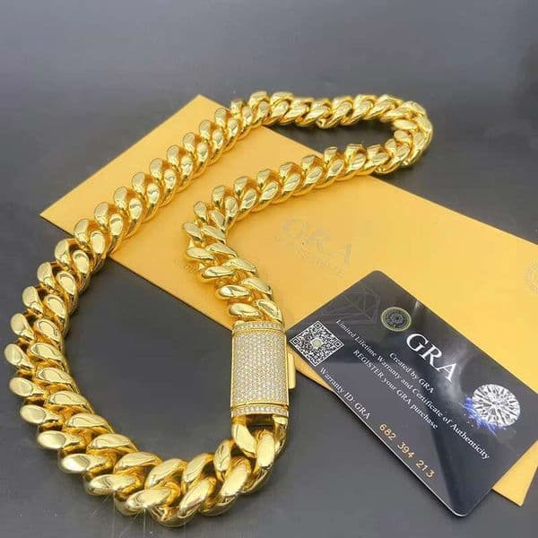 Wholesale18k Gold Plating 925 Silver Necklace Moissanite Miami Link Chain Hip Hop Jewelry Iced Out Necklace Cuban Chain for Men